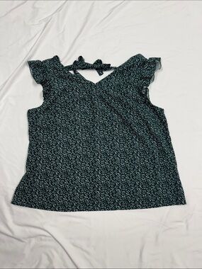 Smocked Back Floral Ruffle Camisole - Black